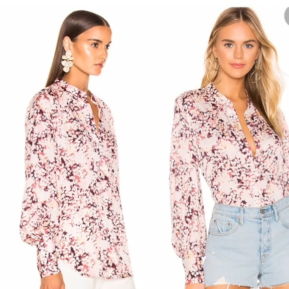Equipment Tops - Equipment Boleyn Floral Print Matte Satin Blouse